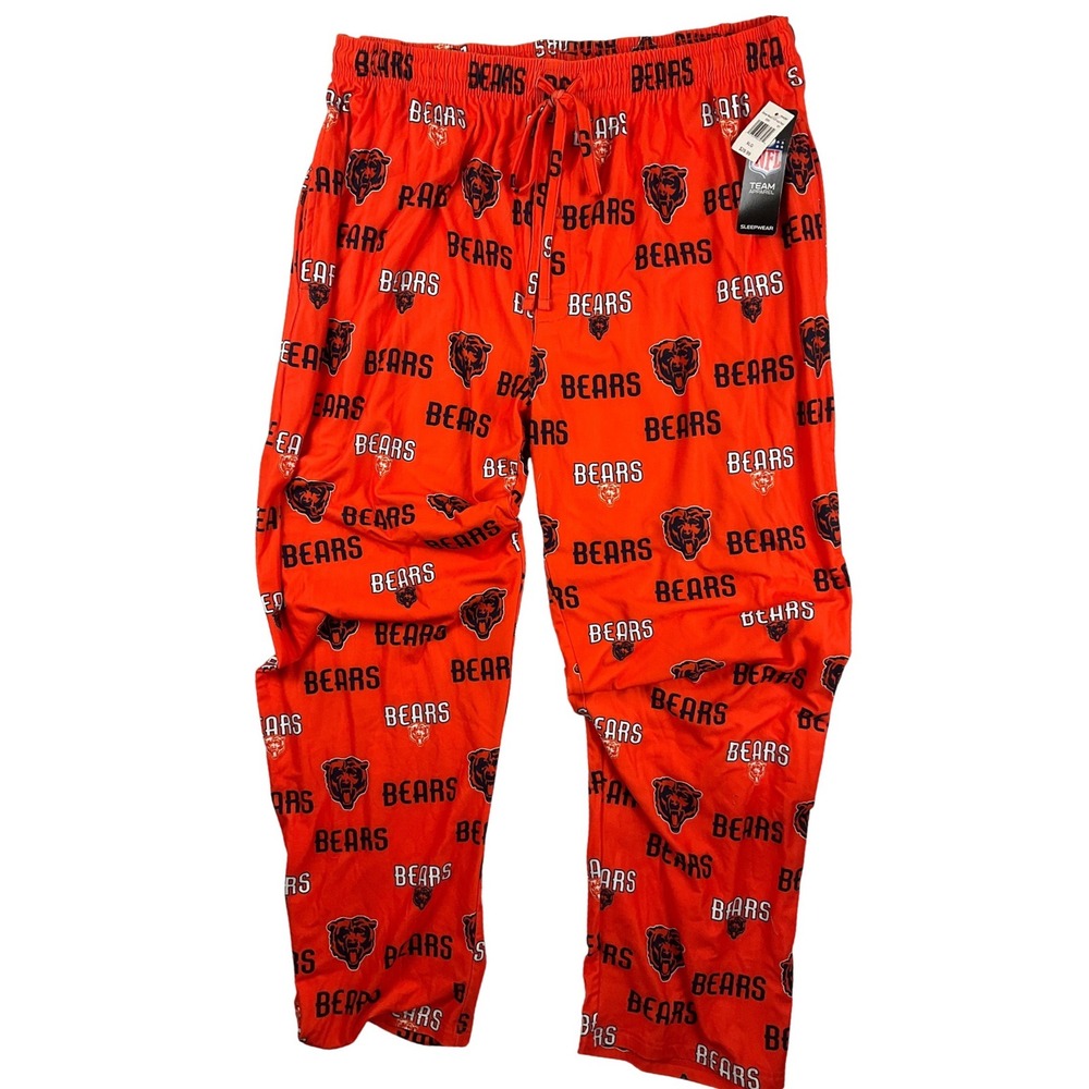 NFL Team Apparel Chicago Bears Mens XL Pajama Pants Orange All Over Print New